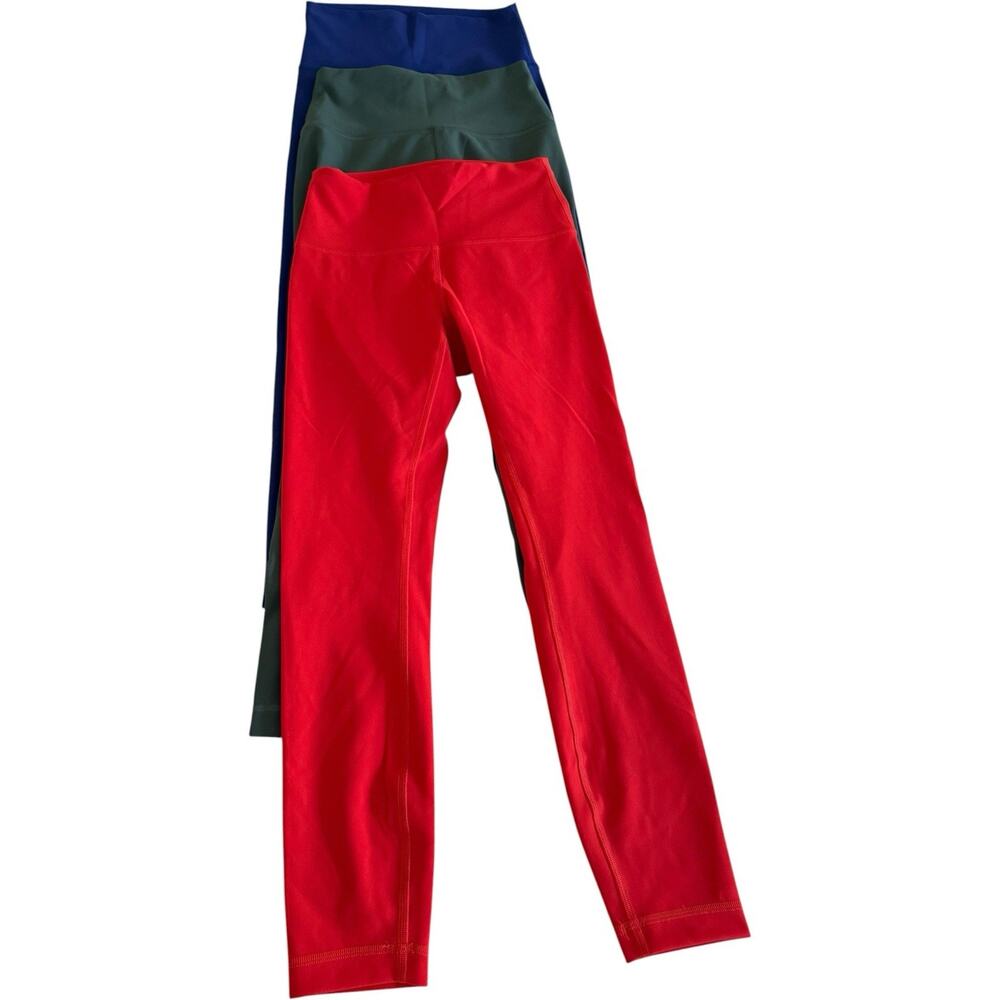 Bundle Of 3 Lululemon Wunder Train Leggings In Red, Green And Blue Size 6